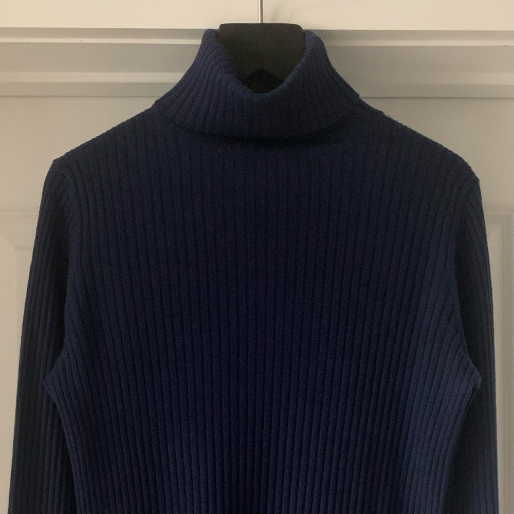 Massimo Dutti Dark Blue Wool Cashmere Turtleneck - Picture 3 of 9